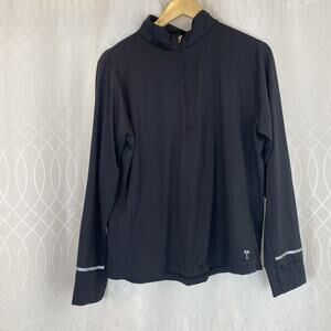 Golftini Women’s 2xl Fitted Thumb Hole Black Long Sleeve Athletic Top 1/4 Zip